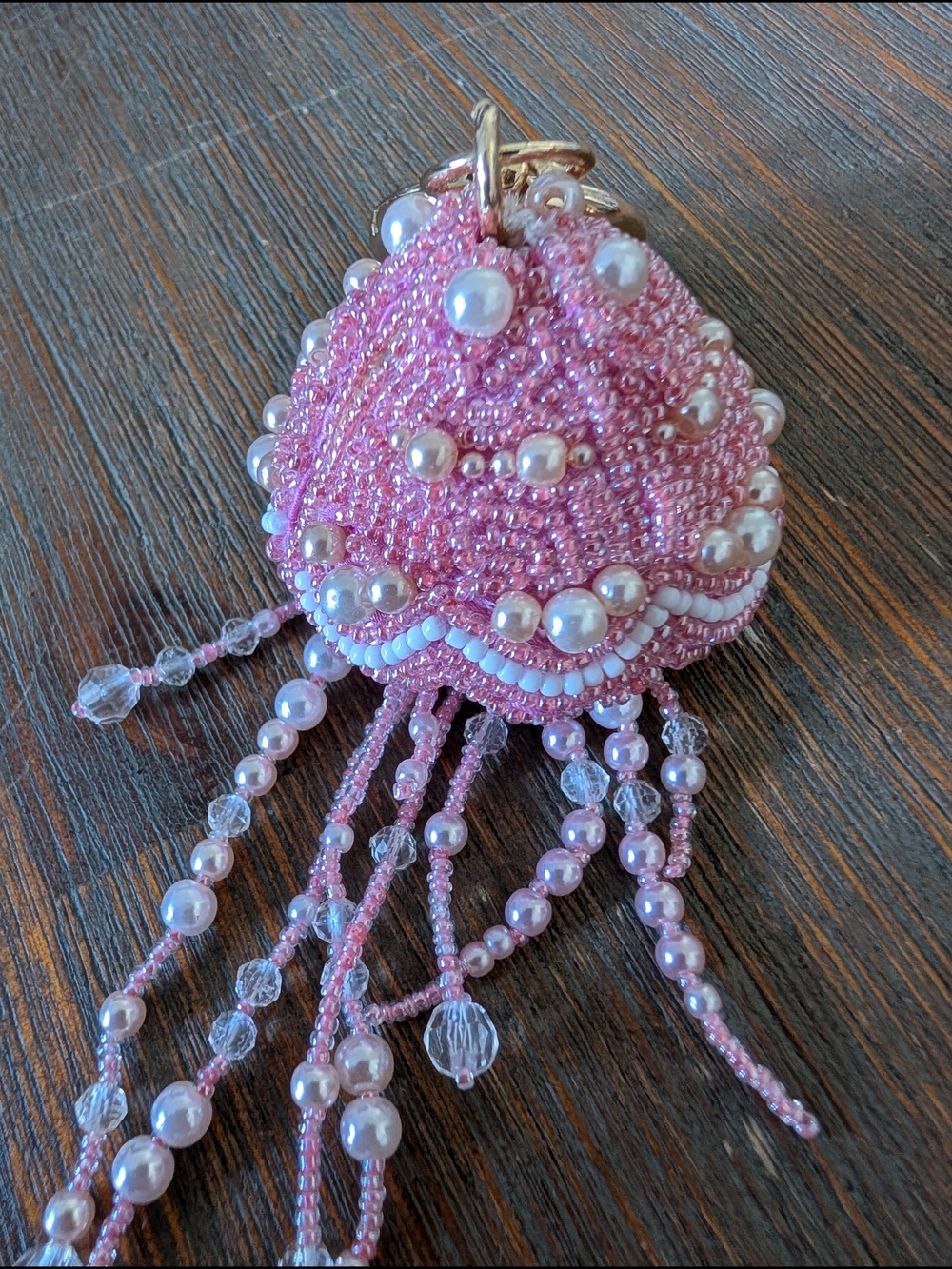 Pink Beaded Pearl Key Charm - Women's Key & Card Holder Accessory